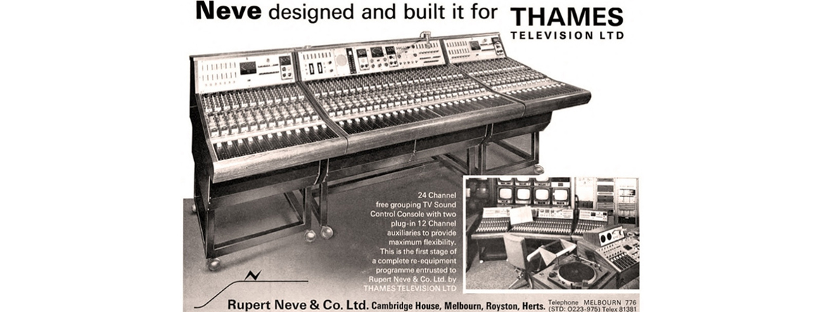 Реклама Neve в журнале Studio Sound, 1969 год